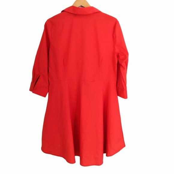 NY&C Poplin High-Low Blouse Coral Red Size L - Picture 5 of 5